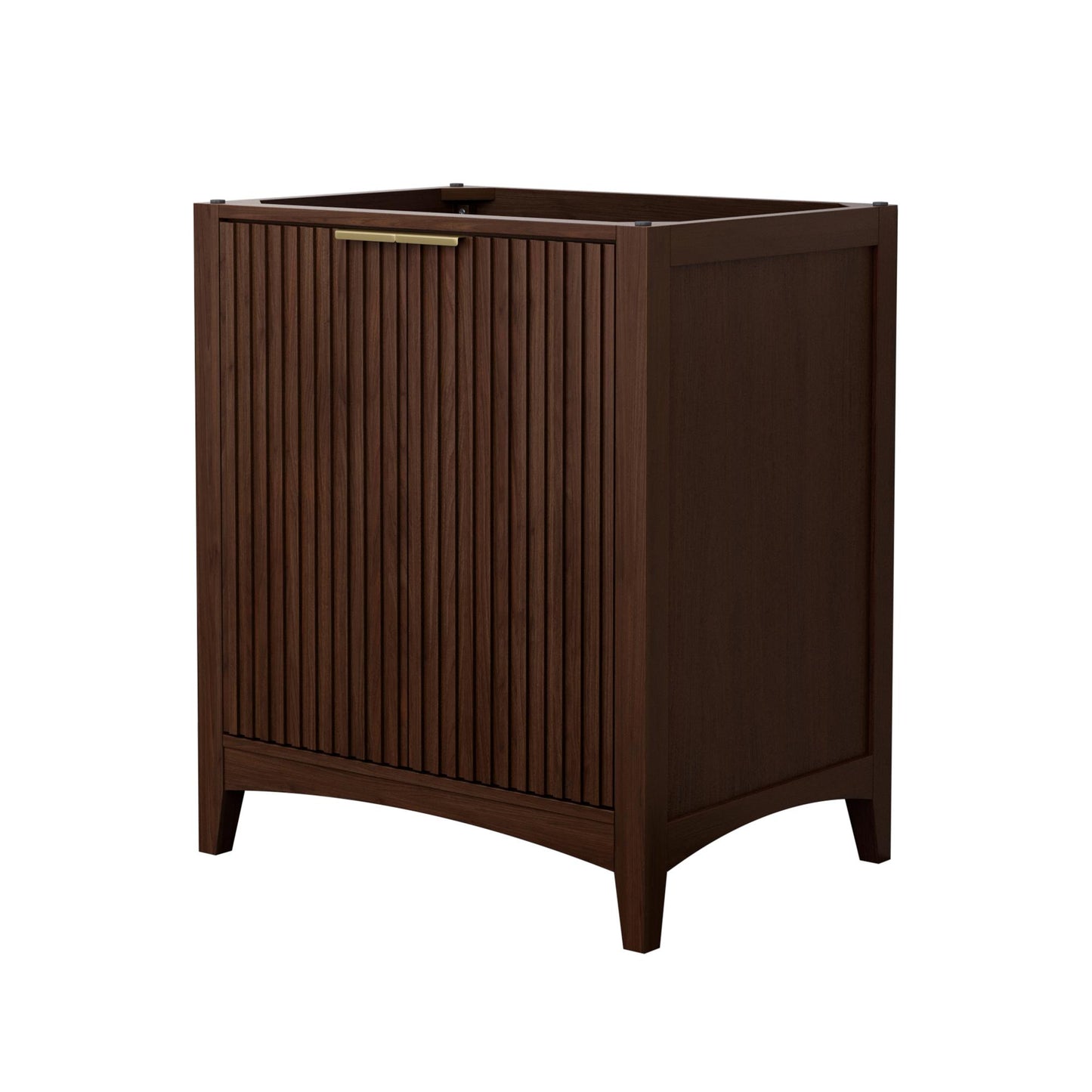 Wyndham Collection Palmilla 30" Single Bathroom Vanity in Dark Walnut, No Countertop, No Sink, Brushed Gold Trim