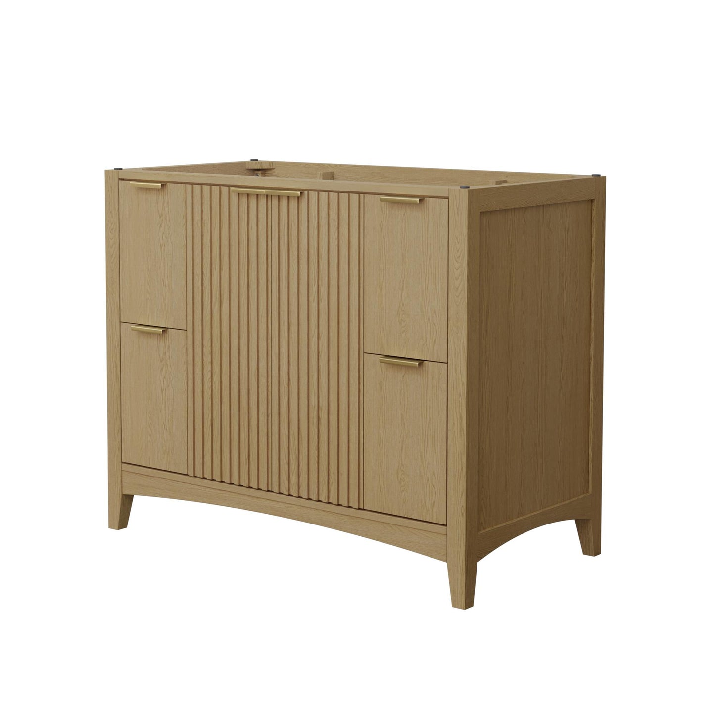 Wyndham Collection Palmilla 42" Single Bathroom Vanity in Natural Oak, No Countertop, No Sink, Brushed Gold Trim