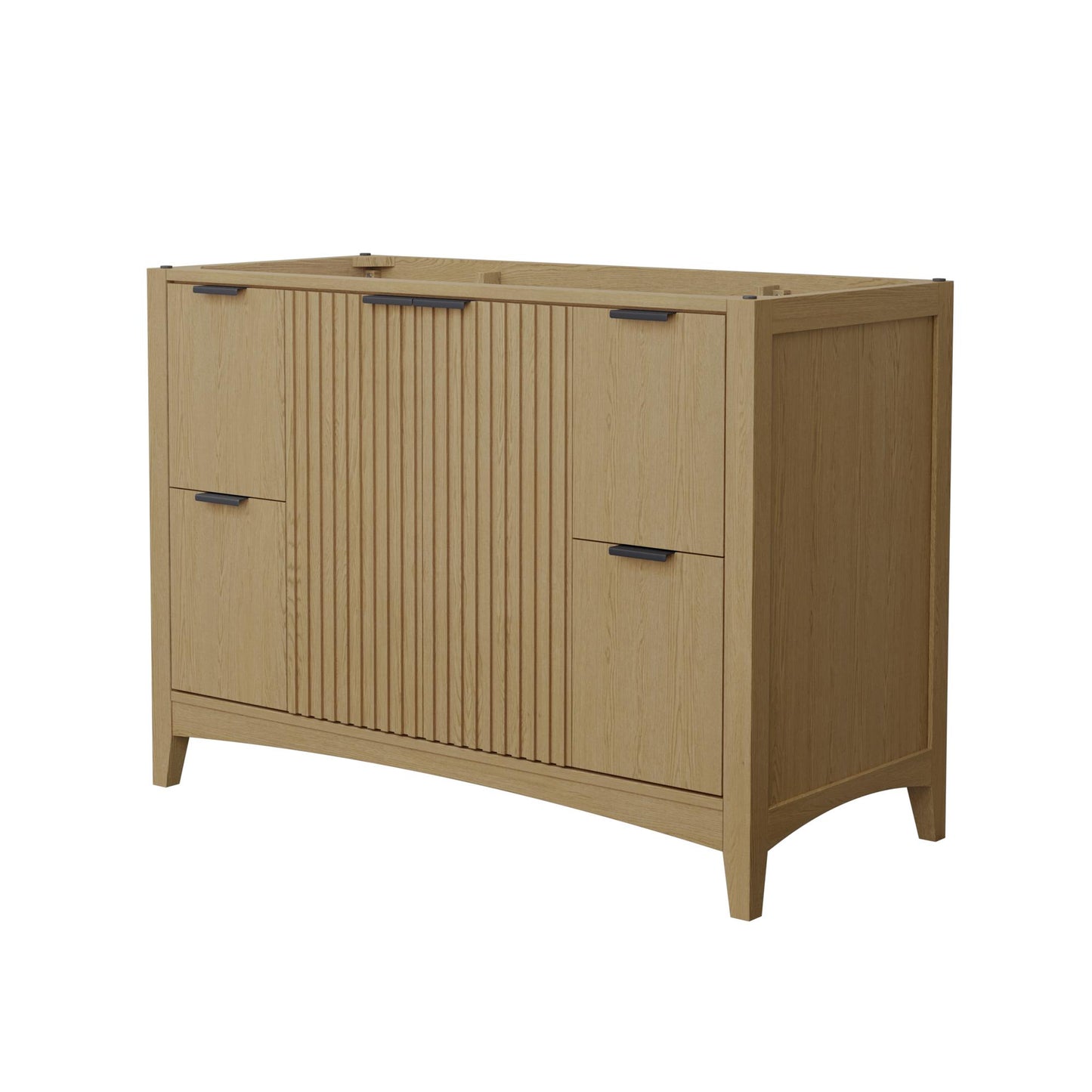 Wyndham Collection Palmilla 48" Single Bathroom Vanity in Natural Oak, No Countertop, No Sink, Matte Black Trim