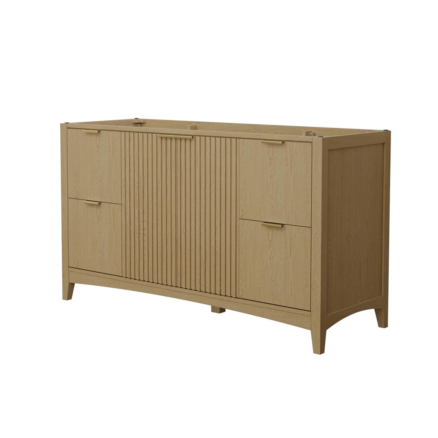 Wyndham Collection Palmilla 60" Single Bathroom Vanity in Natural Oak, No Countertop, No Sink, Brushed Gold Trim