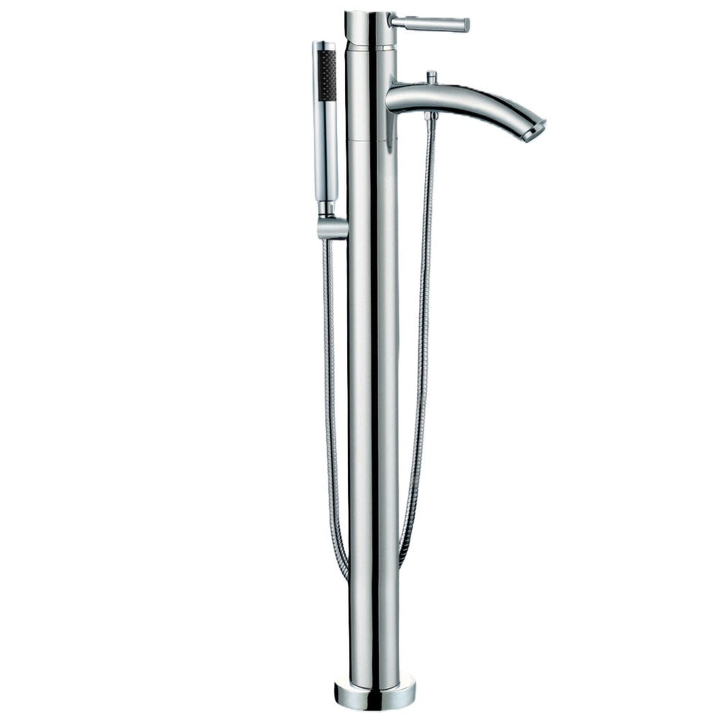 Wyndham Collection Sara 59" Freestanding Bathtub in White With Floor Mounted Faucet, Drain and Overflow Trim in Polished Chrome