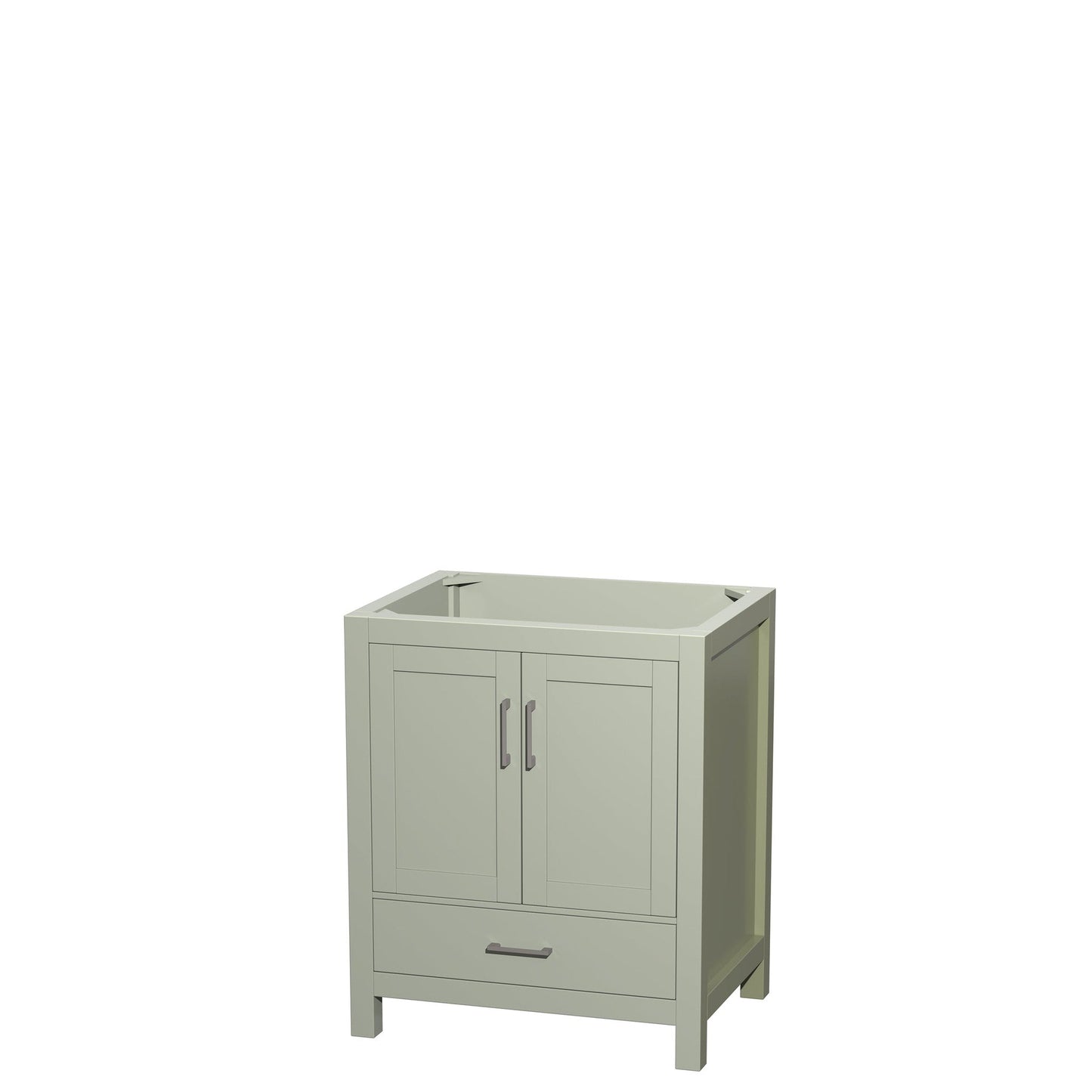 Wyndham Collection Sheffield 30" Single Bathroom Vanity in Light Green, No Countertop, No Sink, Brushed Nickel Trim