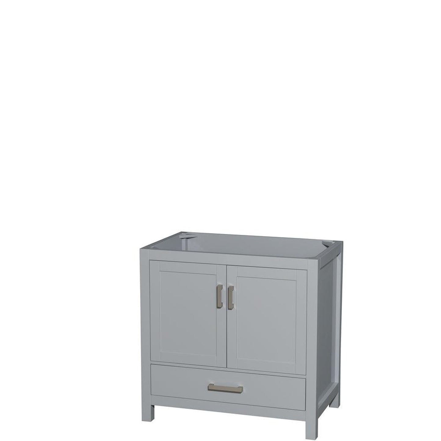 Wyndham Collection Sheffield 36" Single Bathroom Vanity in Gray, No Countertop, No Sink, and No Mirror