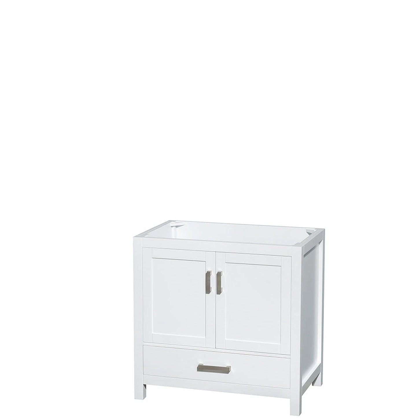 Wyndham Collection Sheffield 36" Single Bathroom Vanity in White, No Countertop, No Sink, and No Mirror