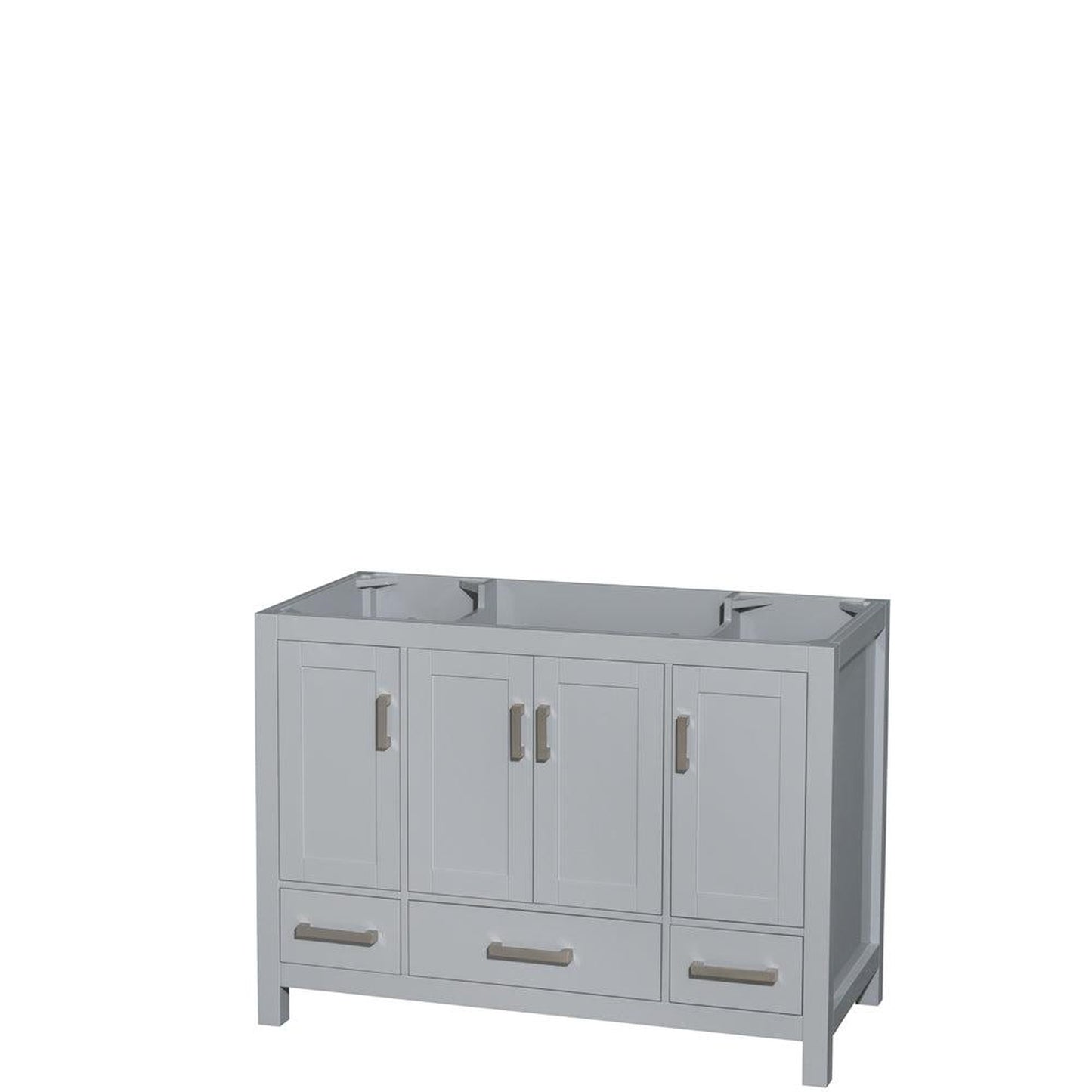 Wyndham Collection Sheffield 48" Single Bathroom Vanity in Gray, No Countertop, No Sink, and No Mirror