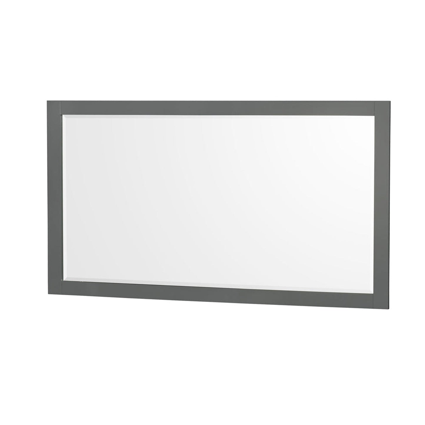 Wyndham Collection Sheffield 60" Double Bathroom Vanity in Dark Gray, White Cultured Marble Countertop, Undermount Square Sinks, 58" Mirror