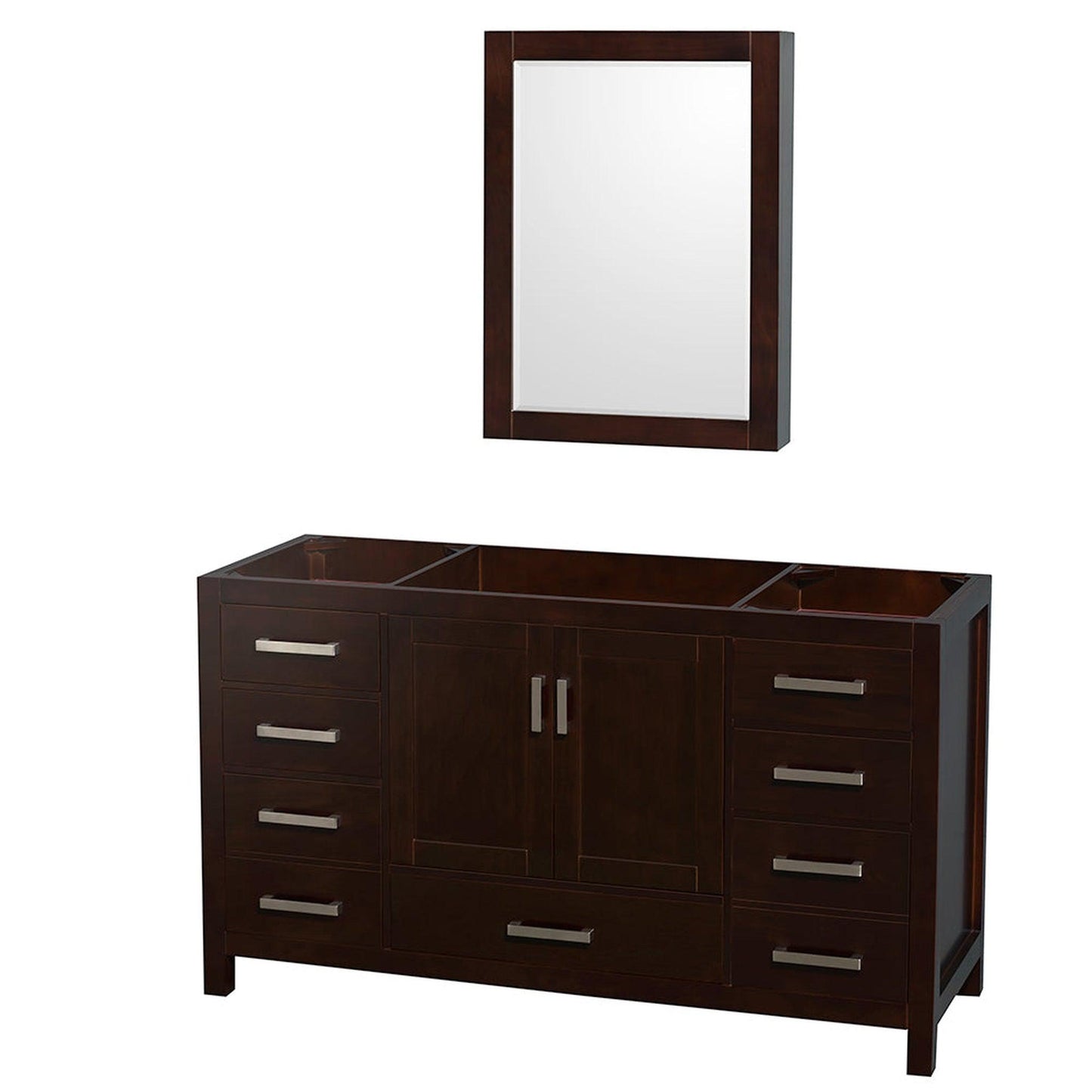 Wyndham Collection Sheffield 60" Single Bathroom Vanity in Espresso, No Countertop, No Sink, and Medicine Cabinet