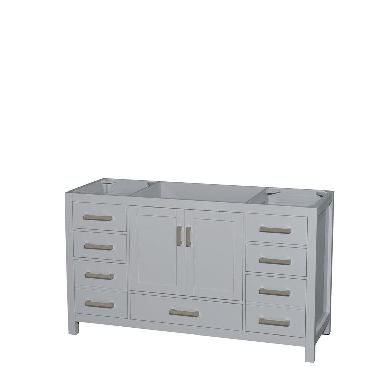 Wyndham Collection Sheffield 60" Single Bathroom Vanity in Gray, No Countertop, No Sink, and No Mirror