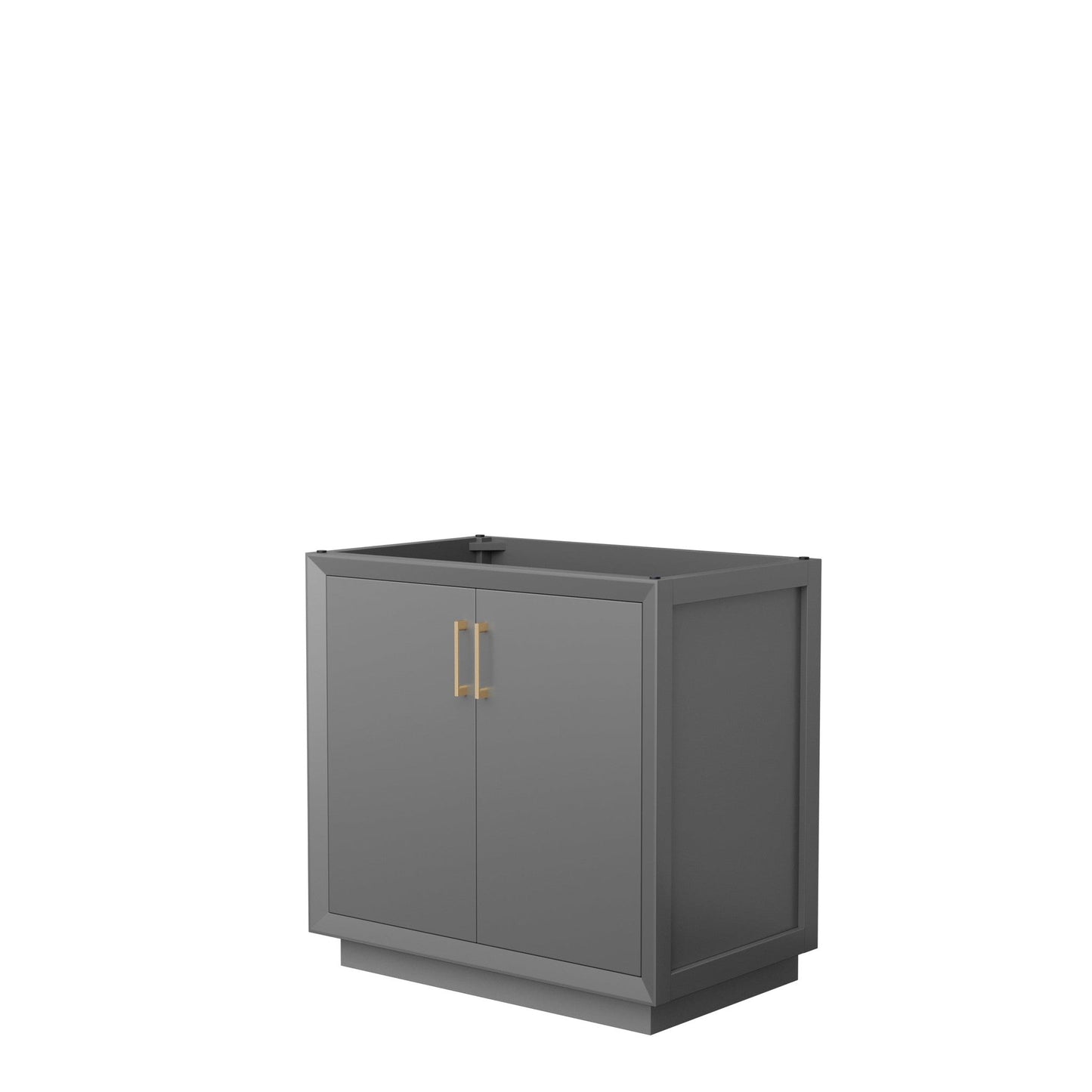 Wyndham Collection Strada 36" Single Bathroom Vanity in Dark Gray, No Countertop, No Sink, Satin Bronze Trim