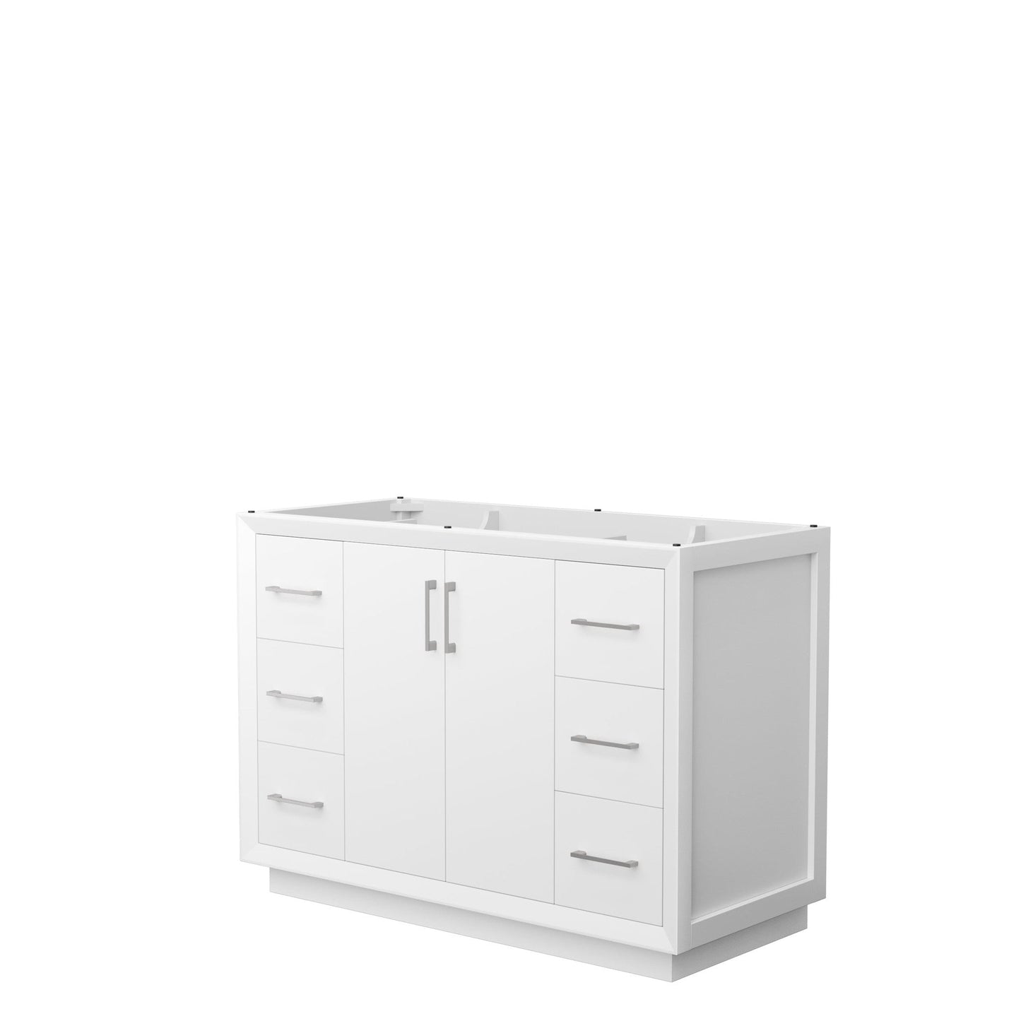 Wyndham Collection Strada 48" Single Bathroom Vanity in White, No Countertop, No Sink, Brushed Nickel Trim