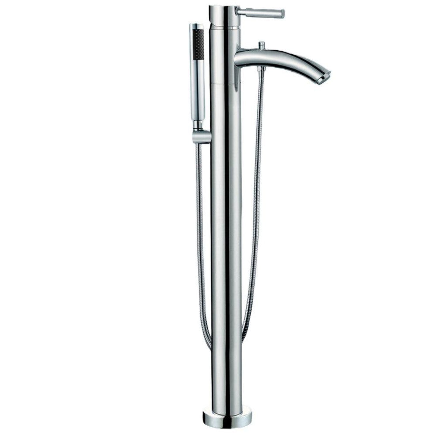 Wyndham Collection Tiffany 59" Freestanding Bathtub in White With Floor Mounted Faucet, Drain and Overflow Trim in Polished Chrome