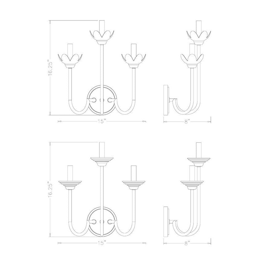 Z-Lite Allistair 3-Light Candelabra Bulb Base Textured White Steel Frame Clear Ribbed Glass Shade Wall Sconce