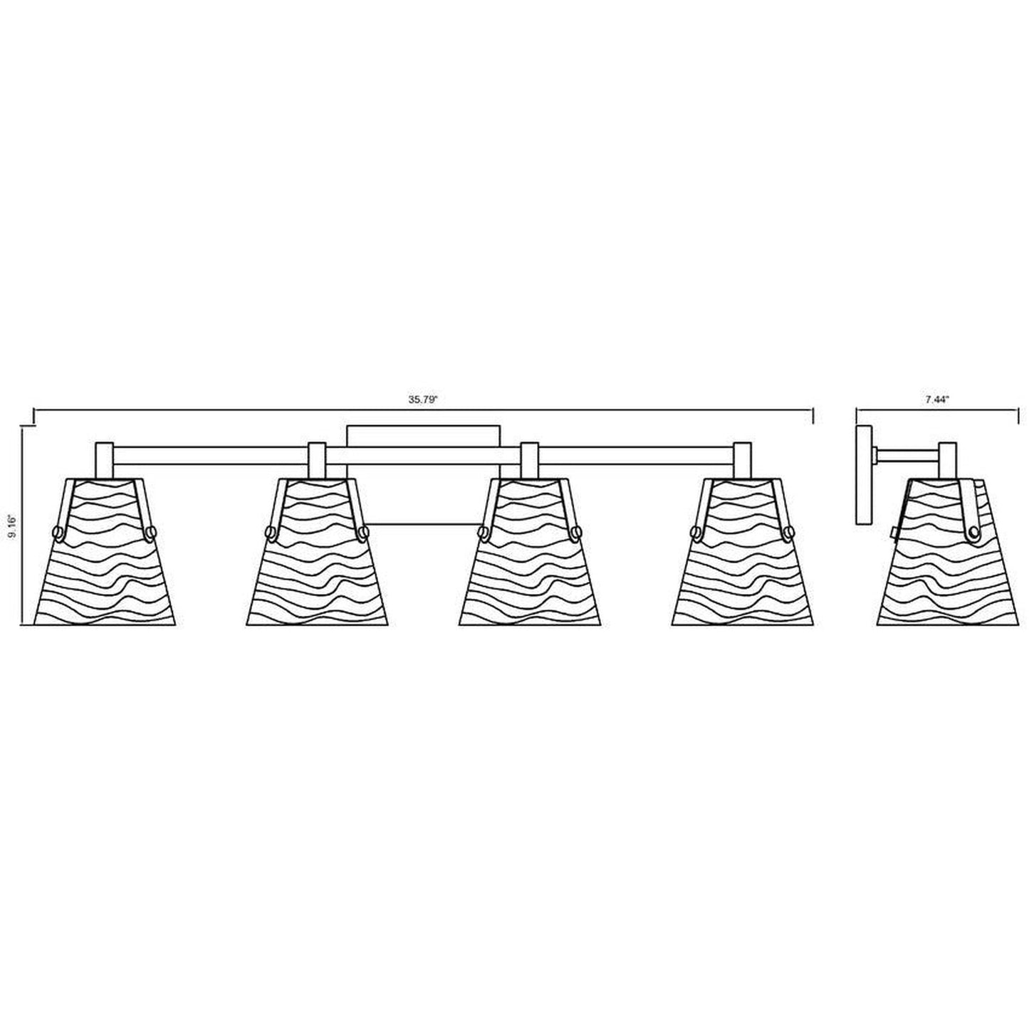 Z-Lite Analia 36" 4-Light Modern Gold and Clear Ribbed Glass Shade Vanity Light