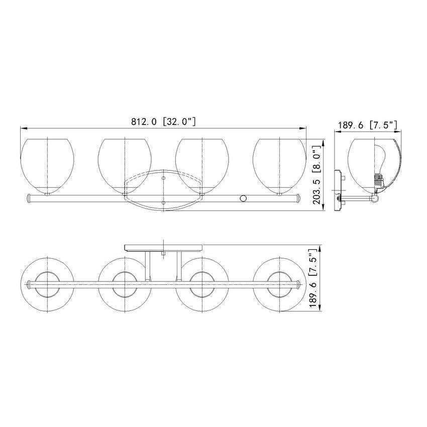 Z-Lite Colette 32" 4-Light Chrome Steel Frame Feathered White Glass Shade Vanity Light