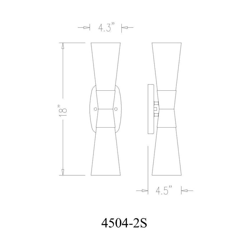 Z-Lite Emrys 4504-2S-PN 2-Light Polished Nickel Steel Frame White Opal Glass Shade Wall Sconce