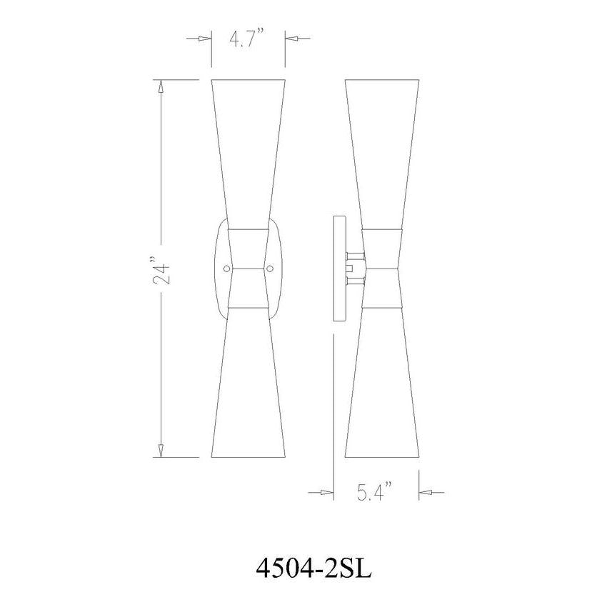 Z-Lite Emrys 6" 2-Light Polished Nickel Steel Frame White Opal Glass Shade Wall Sconce