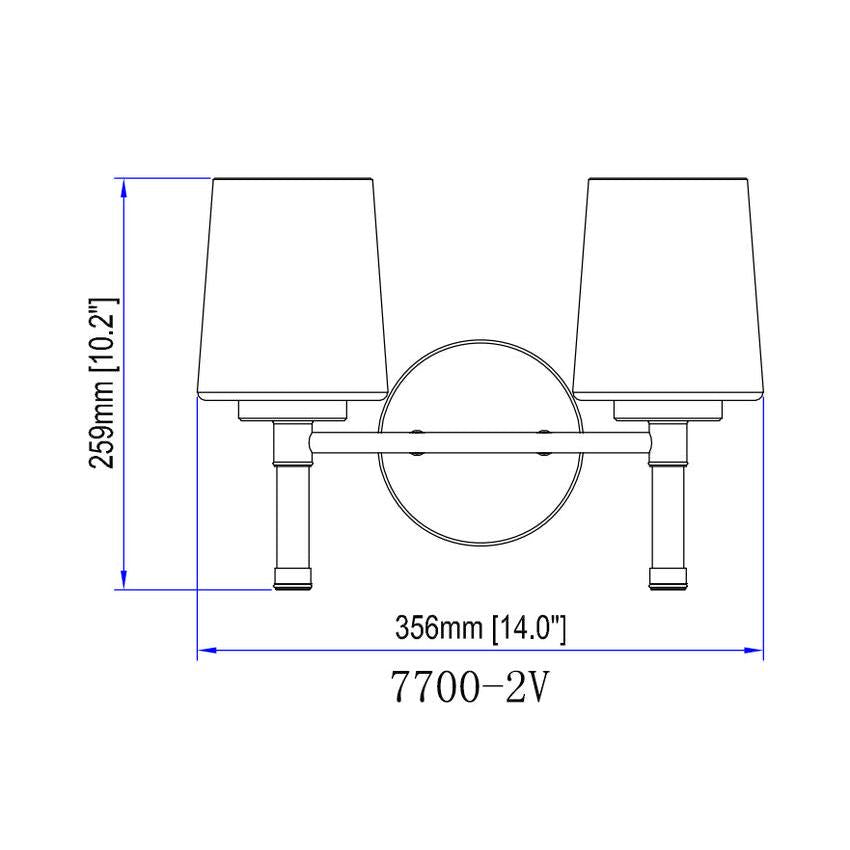 Z-Lite Henri 14" 2-Light Brushed Nickel Steel Frame White Opal Glass Shade Vanity Lighting