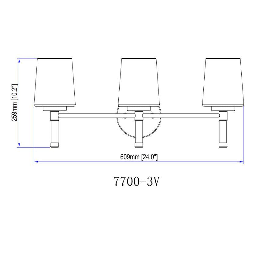 Z-Lite Henri 24" 3-Light Matte Black Steel Frame White Opal Glass Shade Vanity Lighting