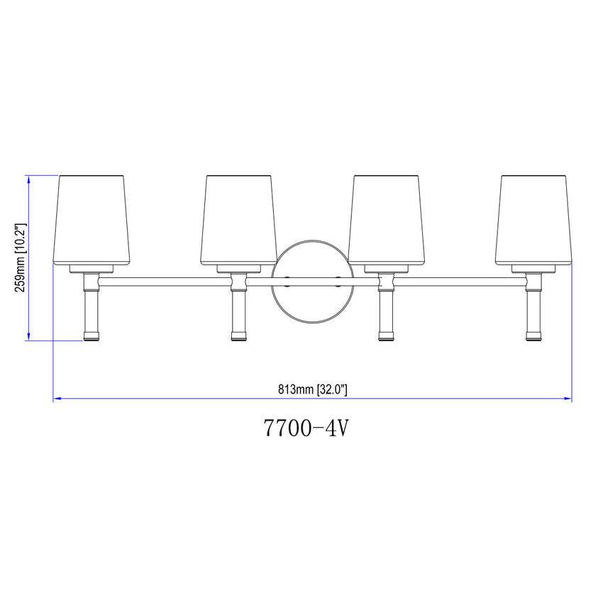 Z-Lite Henri 32" 4-Light Matte Black Steel Frame White Opal Glass Shade Vanity Lighting
