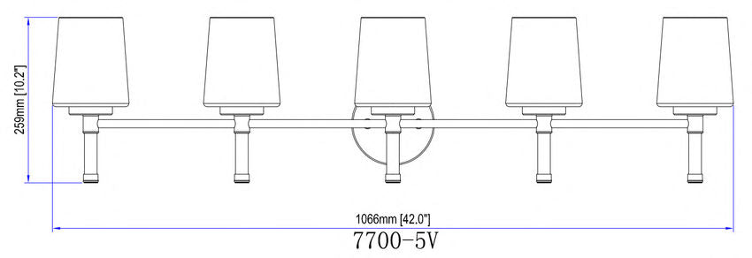 Z-Lite Henri 42" 5-Light Modern Gold Steel Frame White Opal Glass Shade Vanity Lighting