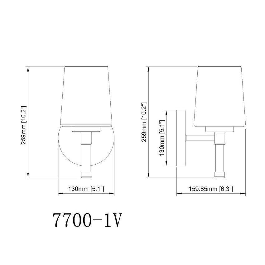 Z-Lite Henri 7" 1-Light Modern Gold Steel Frame White Opal Glass Shade Vanity Lighting