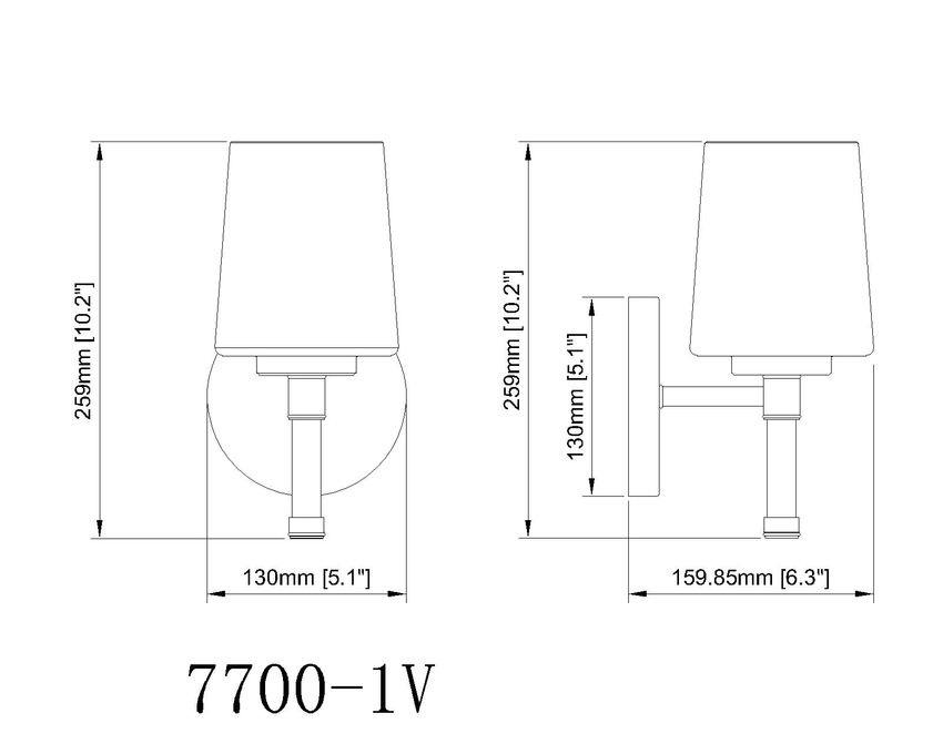 Z-Lite Henri 7" 1-Light Modern Gold Steel Frame White Opal Glass Shade Vanity Lighting