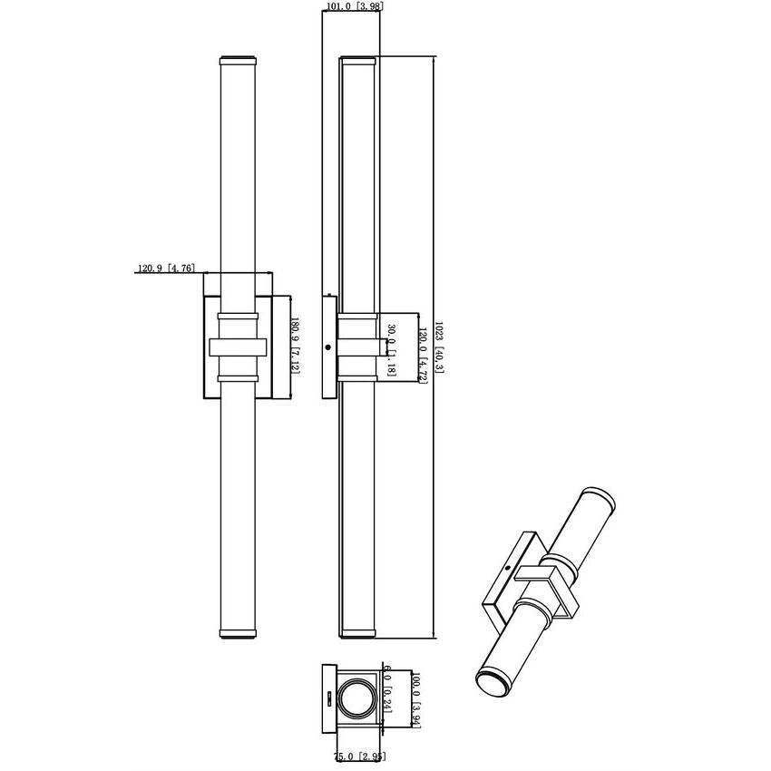 Z-Lite Idris 41" 1-Light LED-Integrated Matte Black Steel Opal White Glass Shade Vanity Lighting