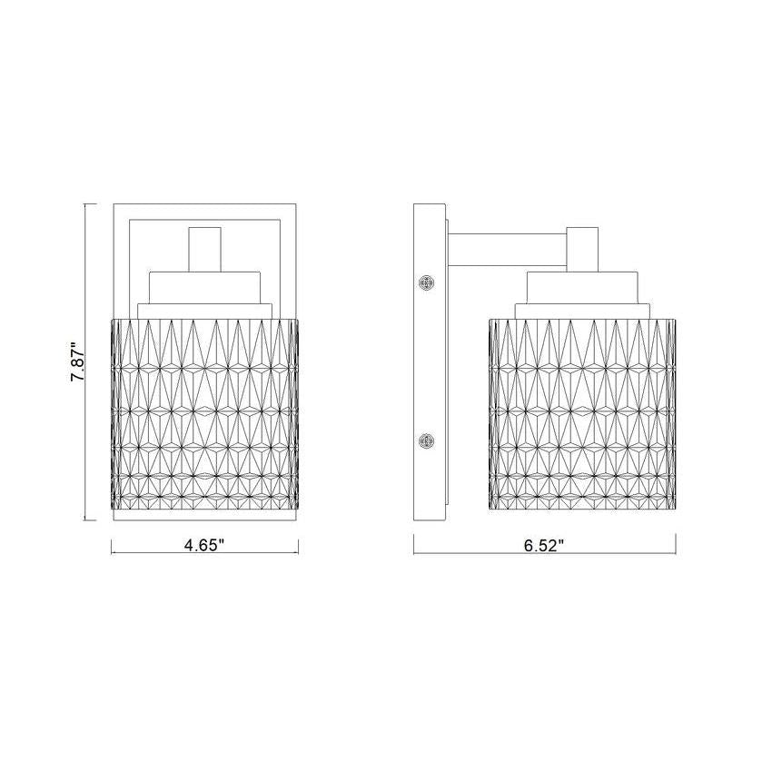 Z-Lite Jacqueline 7" 1-Light Matte Black Steel Frame Clear Diamond Glass Shade Wall Sconce
