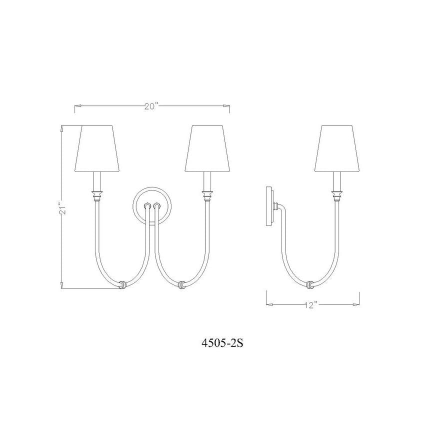 Z-Lite Jisele 20" 2-Light Rubbed Brass Steel Frame White Linen Shade Wall Sconce