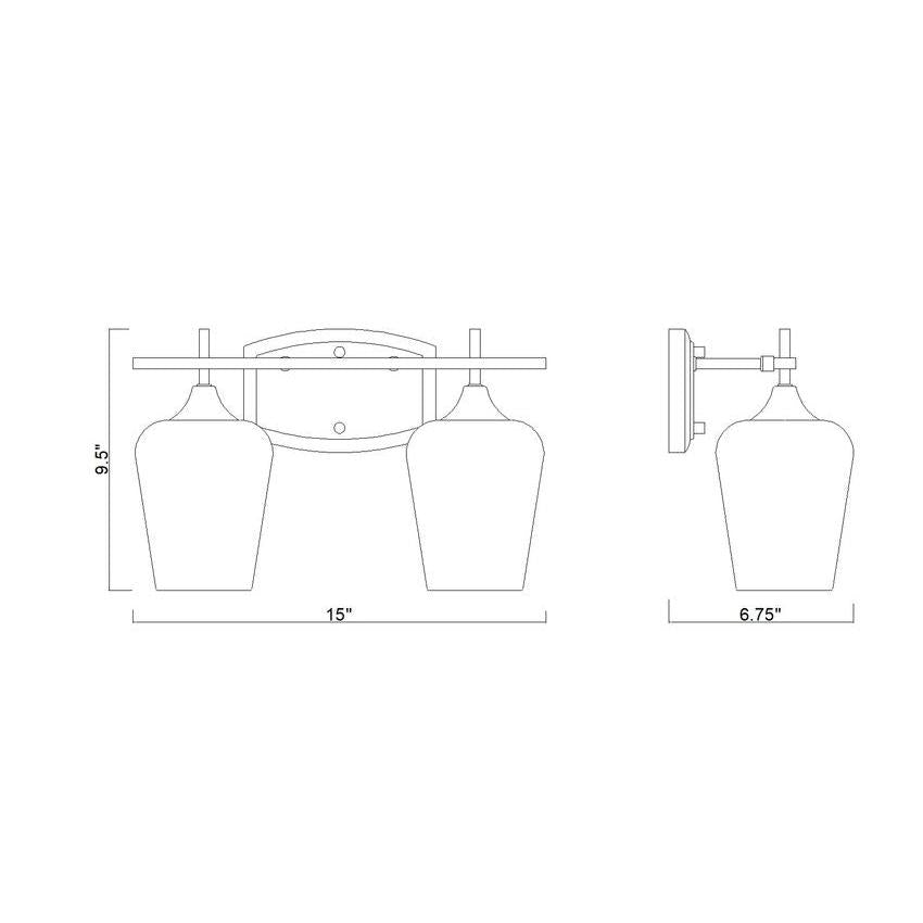 Z-Lite Joliet 15" 2-Light Burnished Brass Steel Frame Clear Glass Shade Vanity Light