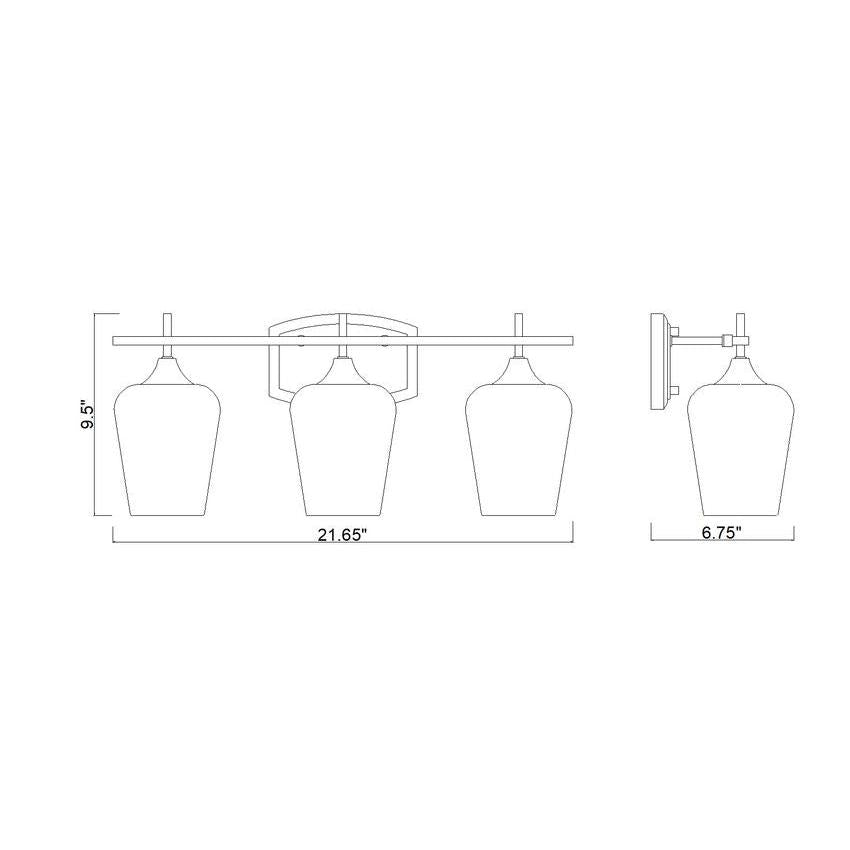 Z-Lite Joliet 22" 3-Light Burnished Brass Steel Frame Clear Glass Shade Vanity Light