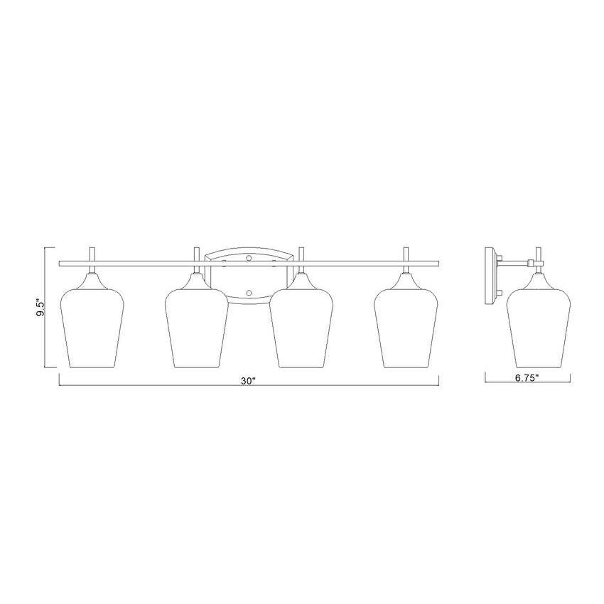 Z-Lite Joliet 30" 4-Light Burnished Brass Steel Frame Clear Glass Shade Vanity Light