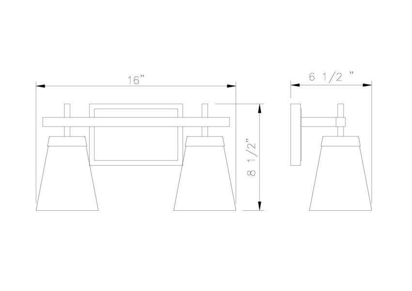 Z-Lite Lauren 16" 2-Light Matte Black Steel Frame Clear Glass Shade Vanity Light