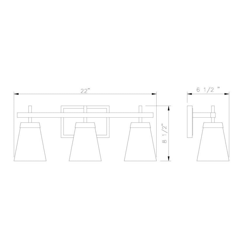 Z-Lite Lauren 3-Light Matte Black Steel Frame Clear Glass Shade Vanity Light