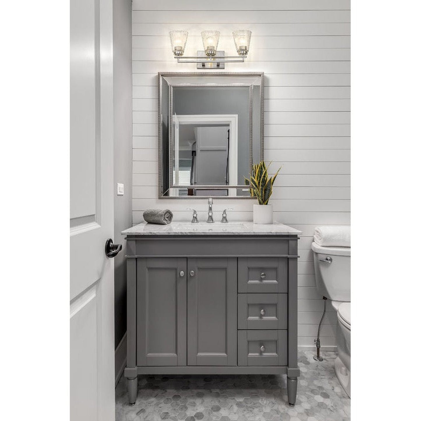 Z-Lite Lyna 22" 3-Light Brushed Nickel and Clear Glass Shade Vanity Light