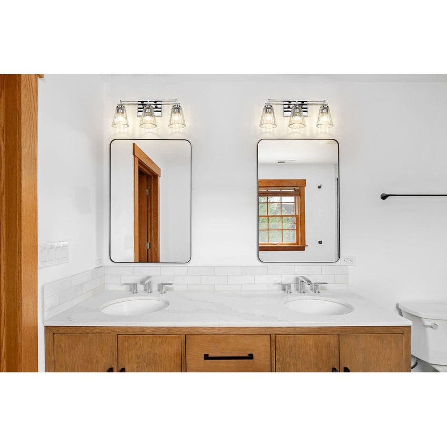 Z-Lite Lyna 22" 3-Light Chrome and Clear Glass Shade Vanity Light
