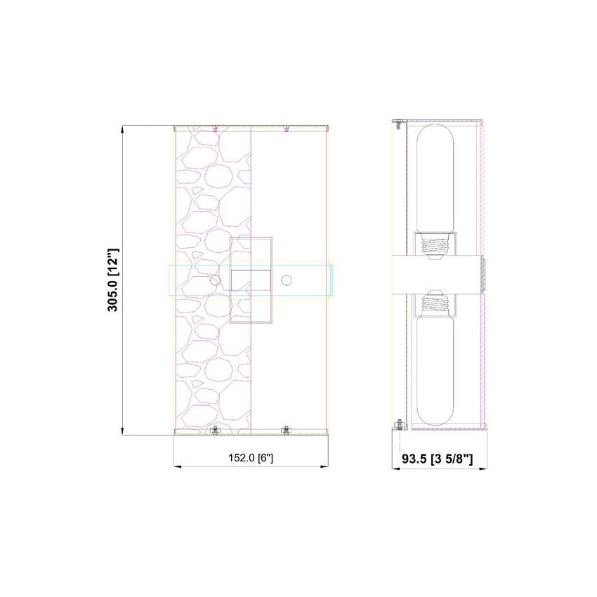 Z-Lite Meridian 3053-2SS-PN 6" 2-Light Polished Nickel Steel Frame Clear Water Glass Shade Wall Sconce