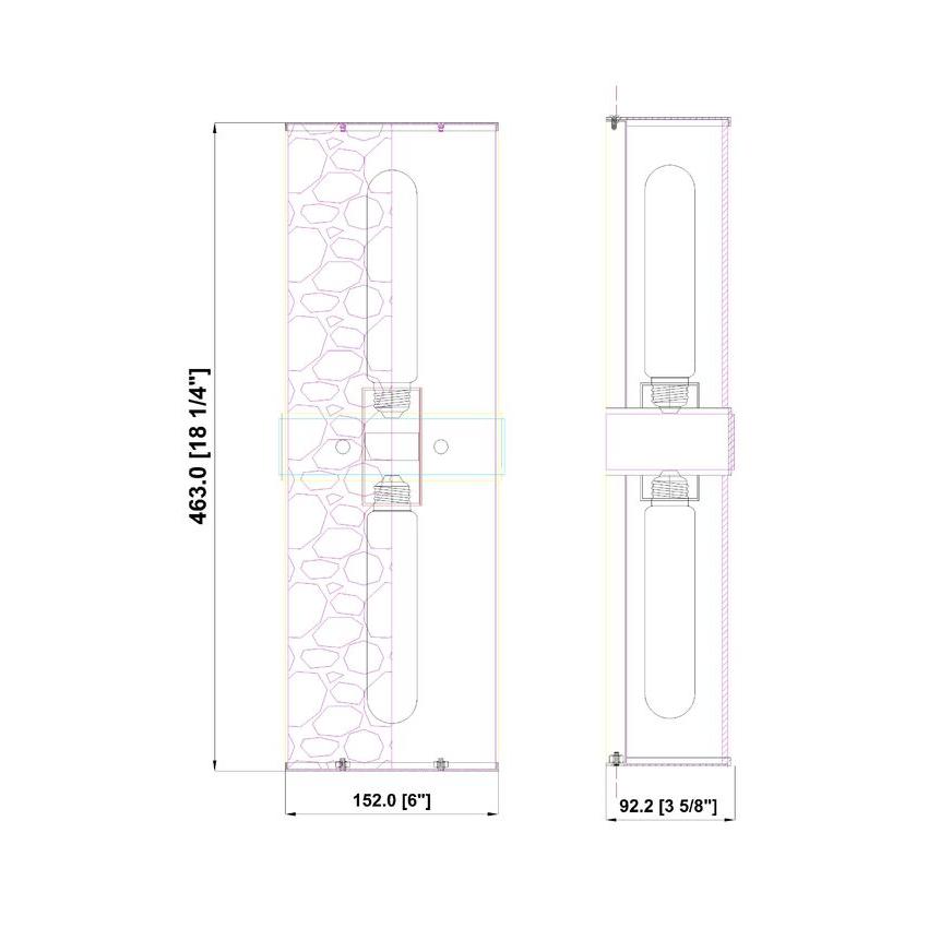 Z-Lite Meridian 6" 2-Light Matte Black Steel Frame Clear Water Glass Shade Wall Sconce
