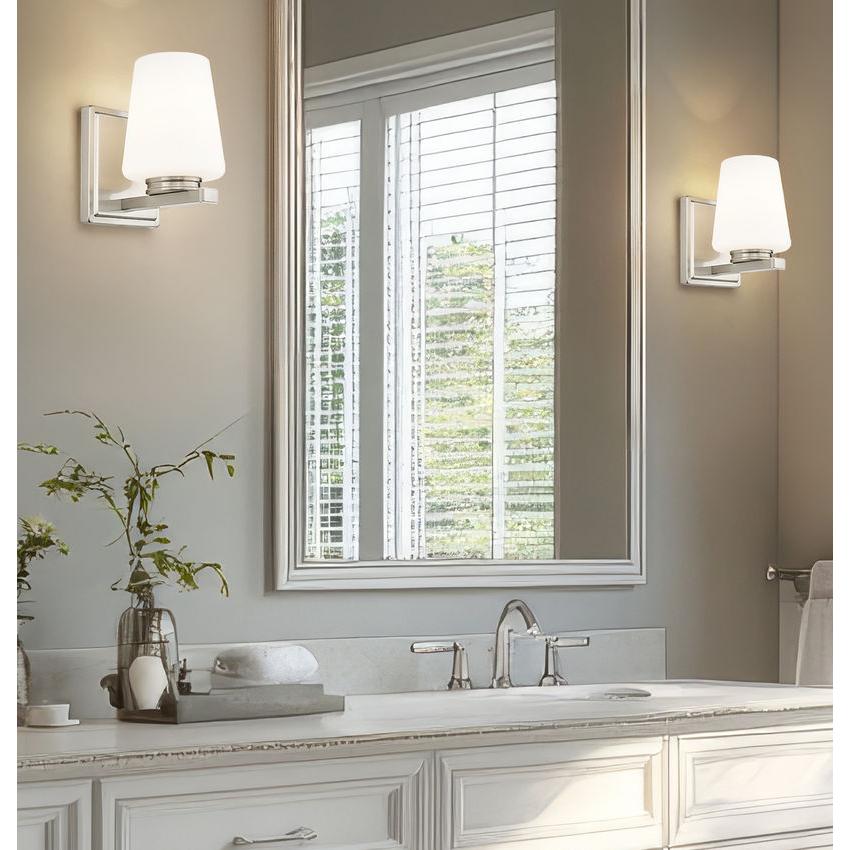Z-Lite Nextra 5" 1-Light Brushed Nickel Steel Frame White Opal Glass Shade Wall Sconce