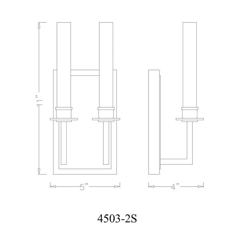 Z-Lite Orson 5" 2-Light Matte Black Steel Frame Wall Sconce