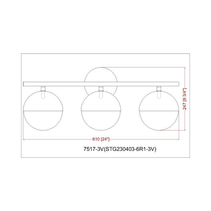 Z-Lite Realm Sphere 24" 3-Light Medium Base Modern Gold Steel Matte Opal Glass Shade Vanity Lighting