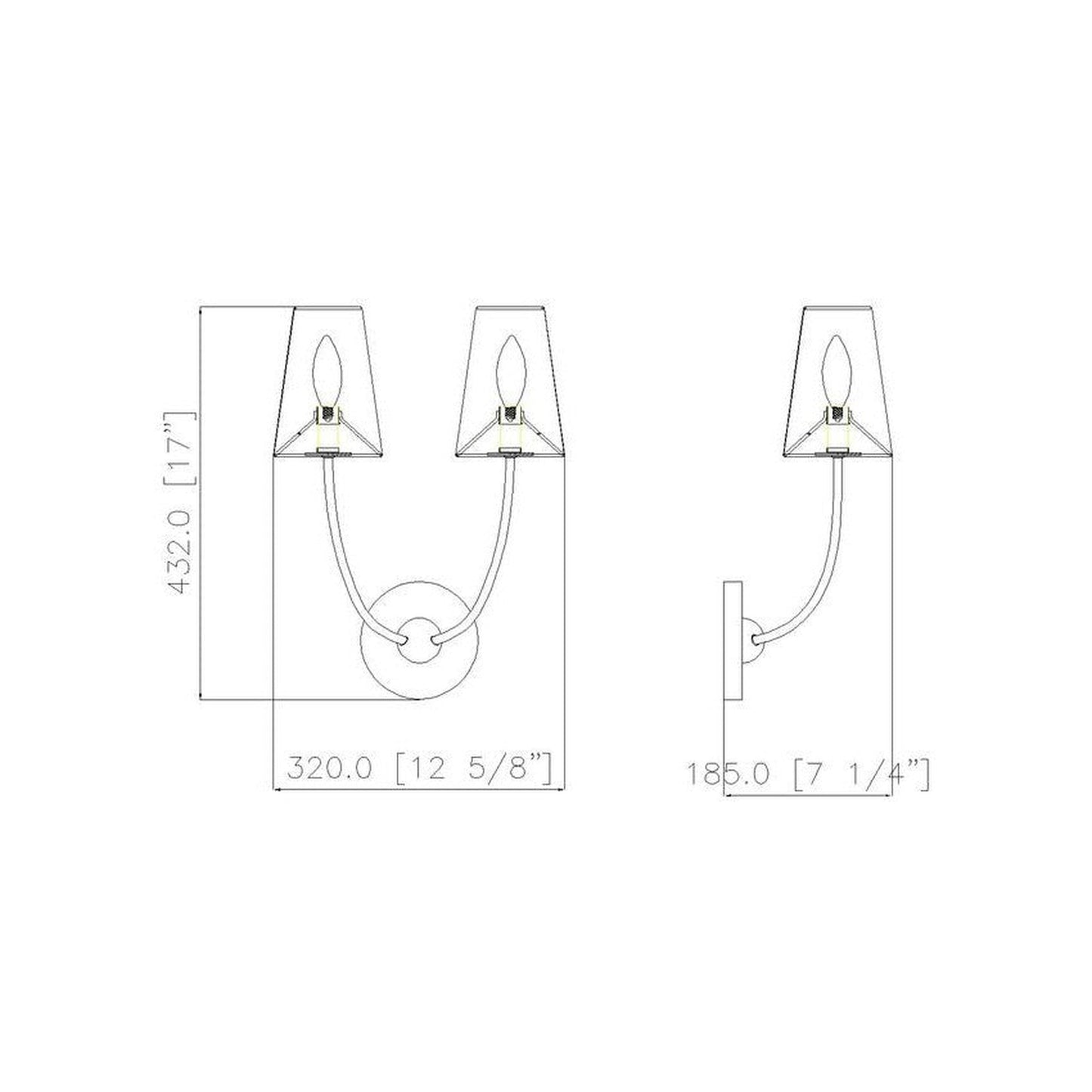 Z-Lite Shannon 13" 2-Light Brushed Nickel and White Fabric Shade Wall Sconce