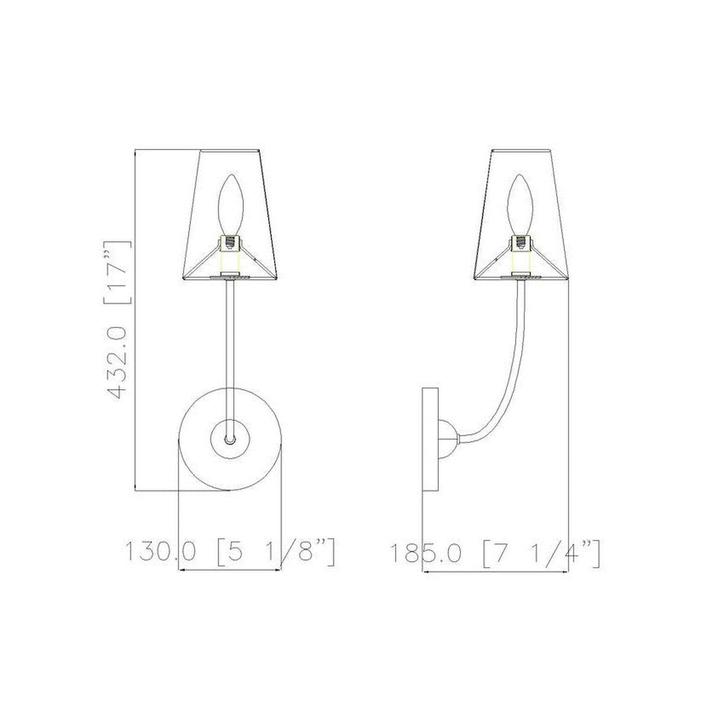 Z-Lite Shannon 5" 1-Light Rubbed Brass and White Fabric Shade Wall Sconce