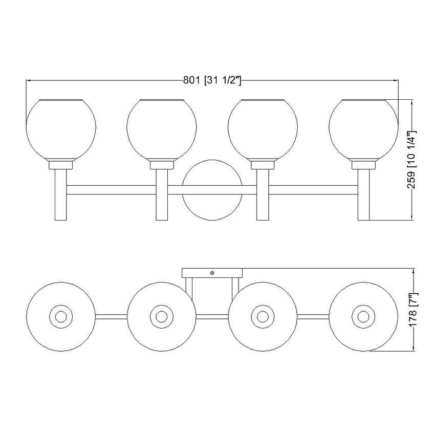 Z-Lite Sutton 4-Light Chrome Steel Frame Clear Glass Shade Vanity Light