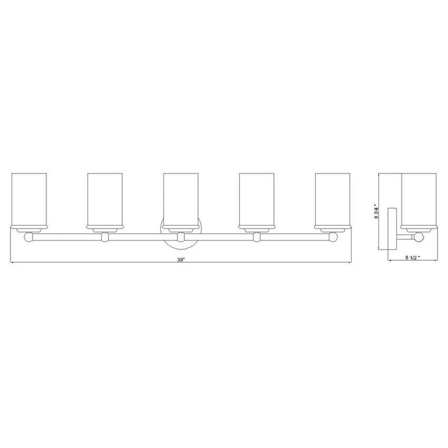 Z-Lite Thayer 39" 5-Light Chrome Steel and Clear Glass Shade Vanity Light