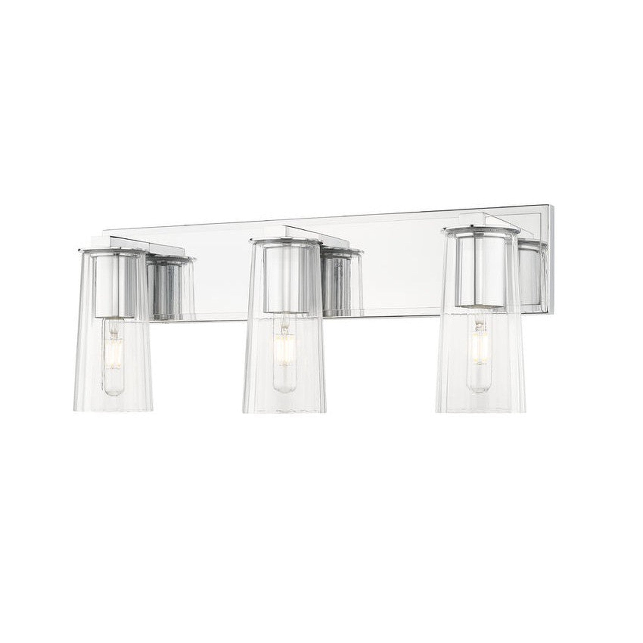 Z-Lite Titus 24" 3-Light Chrome Vanity Light With Clear Glass Shade ...