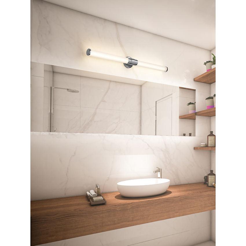 Z-Lite Warwick 40" 1-Light LED-Integrated Chrome Steel White Opal Glass Shade Vanity Lighting