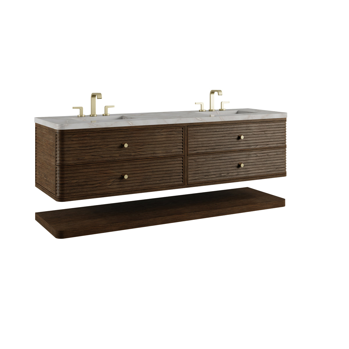 James Martin Vanities Allamari 72" Sable Double Vanity With 3 CM Victorian Silver Silestone Top