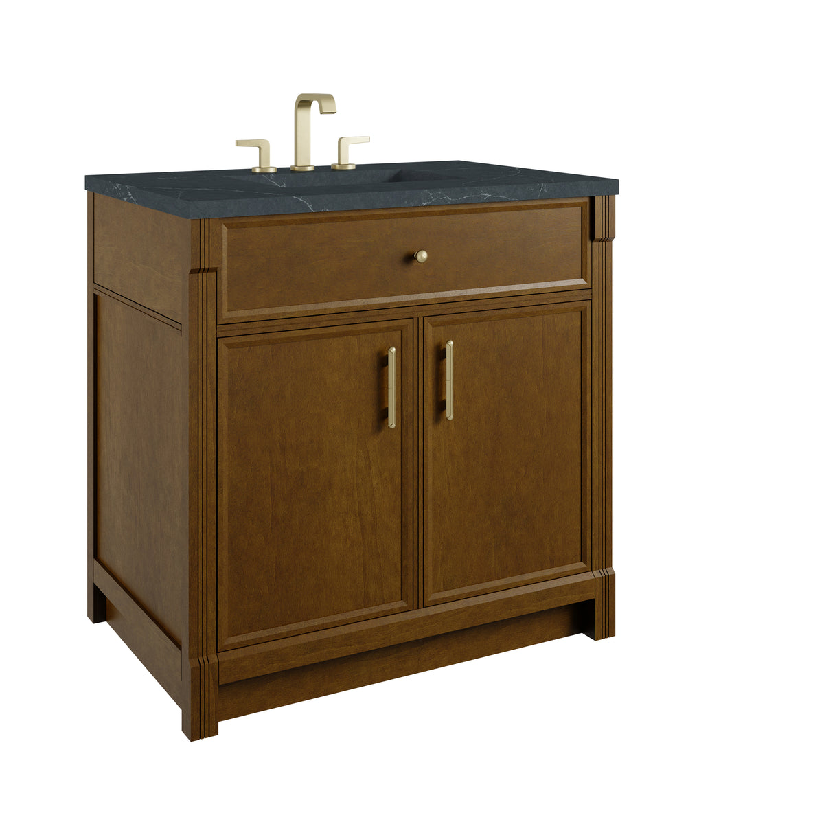 James Martin Vanities Bellshire 36" Honey Oak Single Vanity With 3 CM Charcoal Soapstone Silestone Top