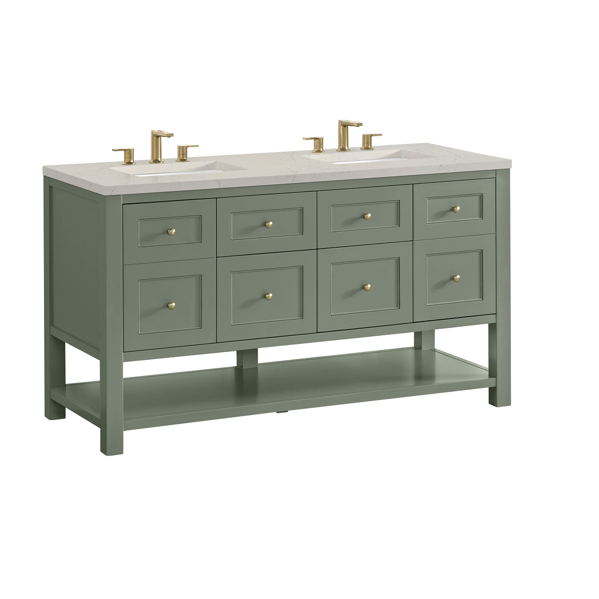 James Martin Vanities Breckenridge 60" Smokey Celadon Double Vanity With 3cm Siberian Silestone Top